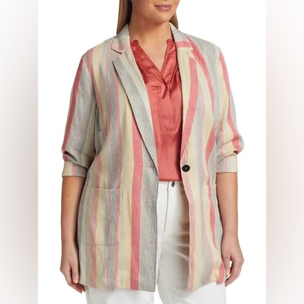 NIC+ZOE Multicolor Striped Blazer Medium